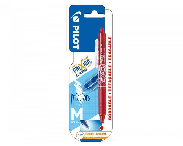 Boligrafo pilot frixion clicker borrable 0,7 mm punta media rojo en blister