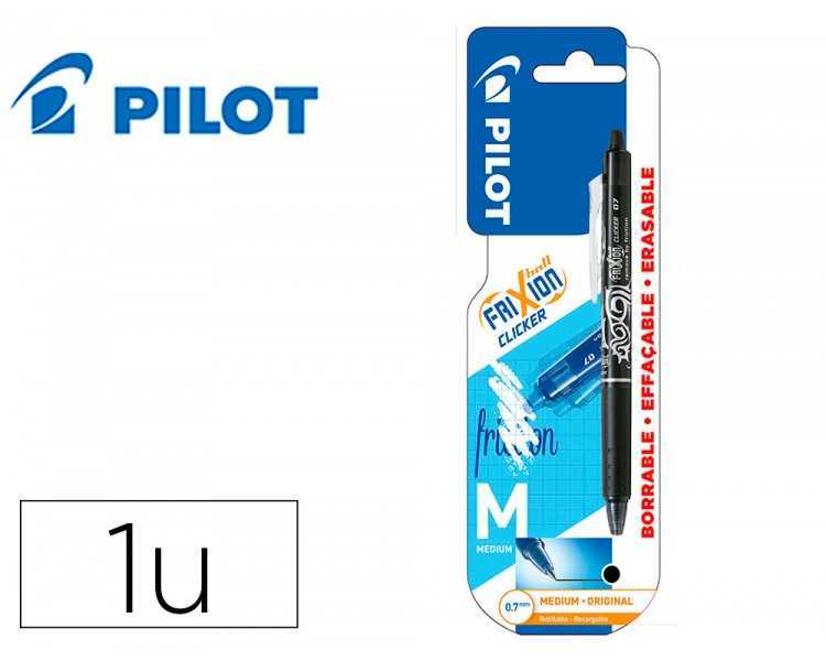 Boligrafo pilot frixion clicker borrable 0,7 mm punta media negro en blister