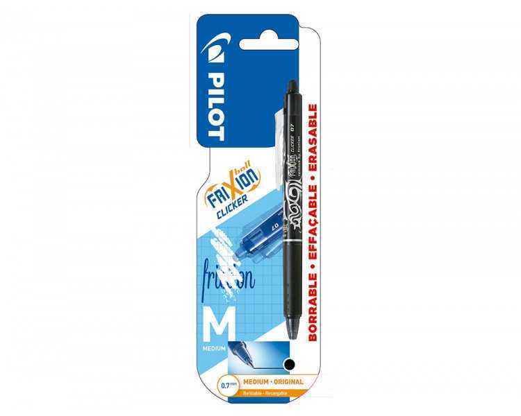 Boligrafo pilot frixion clicker borrable 0,7 mm punta media negro en blister