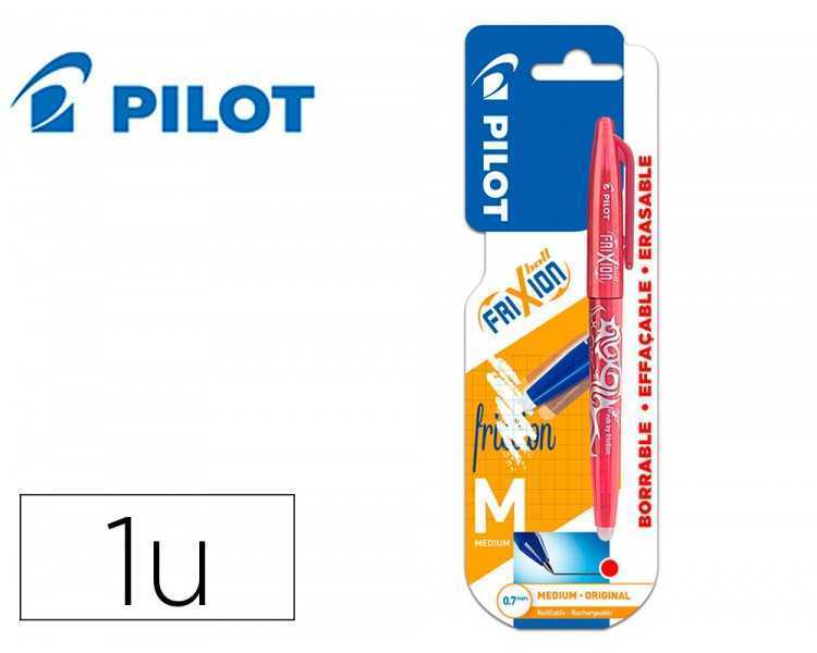 Boligrafo pilot frixion ball borrable 0,7 mm punta media rojo en blister