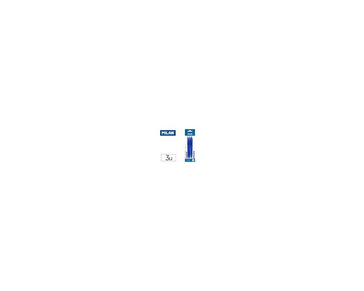 Boligrafo milan p1 retractil 1 mm touch azul blister de 3 unidades