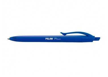 Boligrafo milan p1 retractil 1 mm touch azul blister de 3 unidades