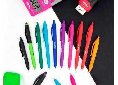 Boligrafo milan p1 retractil 1 mm touch azul blister de 3 unidades