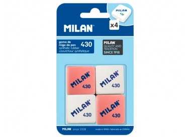 Goma de borrar milan 430 blister de 4 unidades