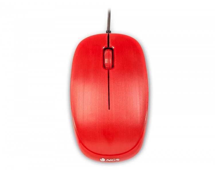 Raton ngs wired flame optico con cable 1000 dpi ambidiestros usb color rojo