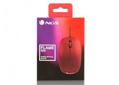 Raton ngs wired flame optico con cable 1000 dpi ambidiestros usb color rojo