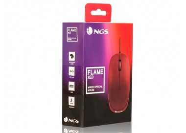 Raton ngs wired flame optico con cable 1000 dpi ambidiestros usb color rojo