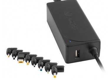 Adaptador de corriente ngs automatic 45w con 8 adaptadores y salida usb 2a