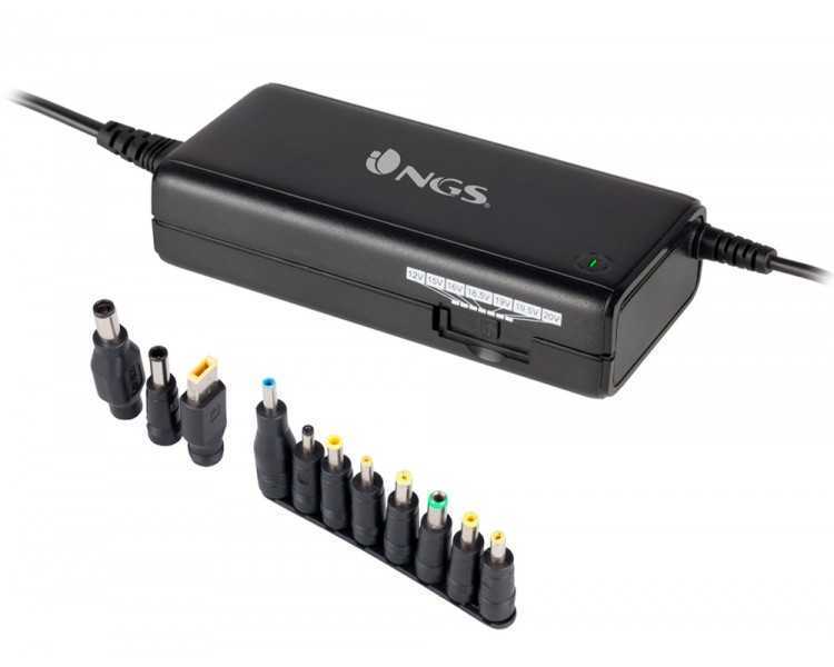 Adaptador de corriente ngs manual laptop 90w con 11 adaptadores