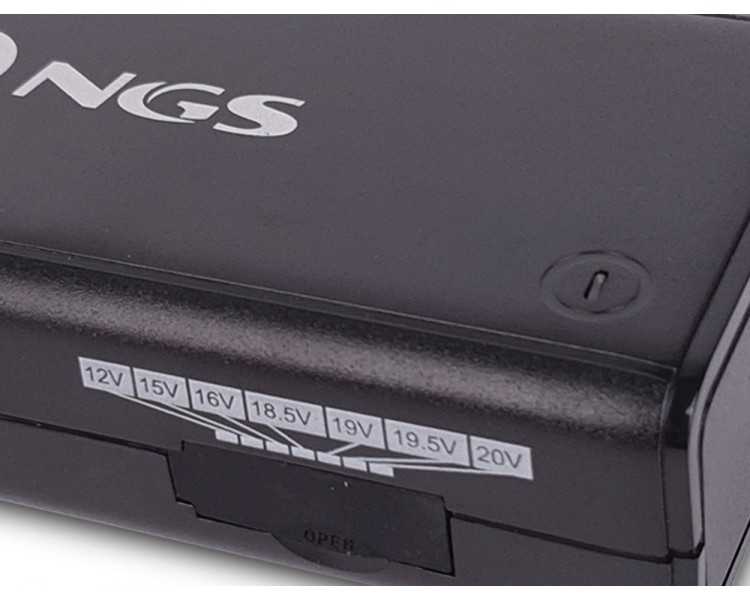 Adaptador de corriente ngs manual laptop 90w con 11 adaptadores