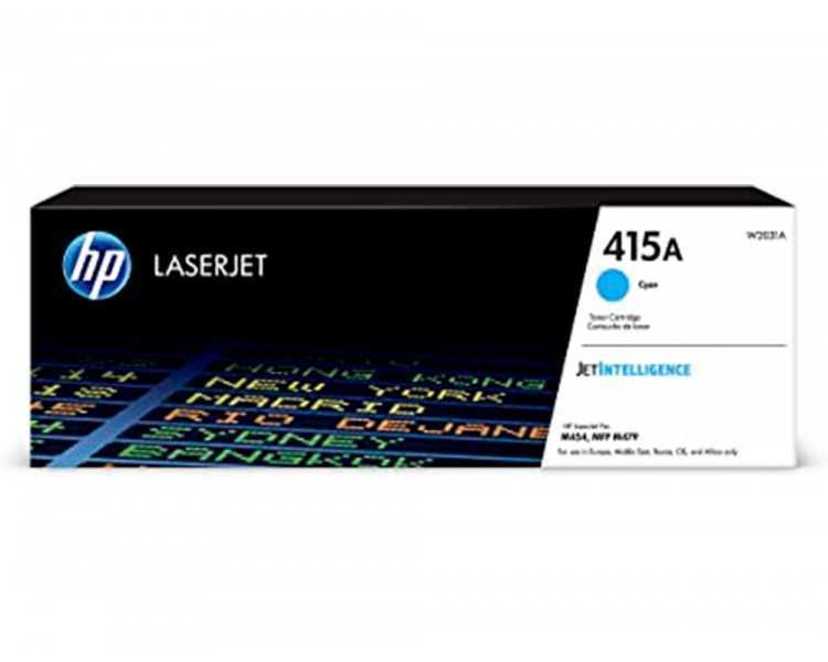Toner hp 415a para hp color laserjet pro m454 mfp m479 cian 2100p
