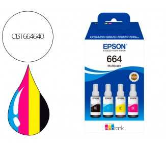 Ink-epson /664 4 clr multipack (bk / c / m / y) ecotank l300 / l355 / l555 / et-2500 / et-2550 / et-2600 /
