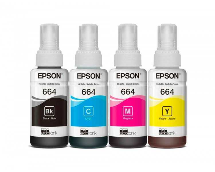 Ink-epson /664 4 clr multipack (bk / c / m / y) ecotank l300 / l355 / l555 / et-2500 / et-2550 / et-2600 /
