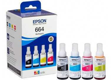 Ink-epson /664 4 clr multipack (bk / c / m / y) ecotank l300 / l355 / l555 / et-2500 / et-2550 / et-2600 /