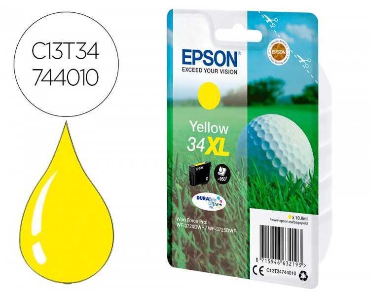 Ink-jet epson work force pro wf-3720dwf/3725dwf amarillo 34xl durabrite ultra ink 950 paginas