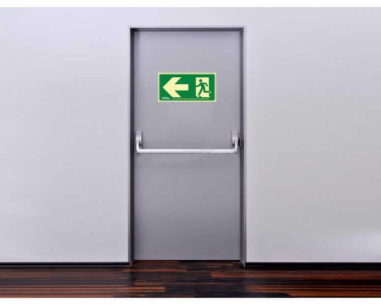 Pictograma archivo 2000 salida de emergencia izquierda pvc verde luminiscente 160x320 mm