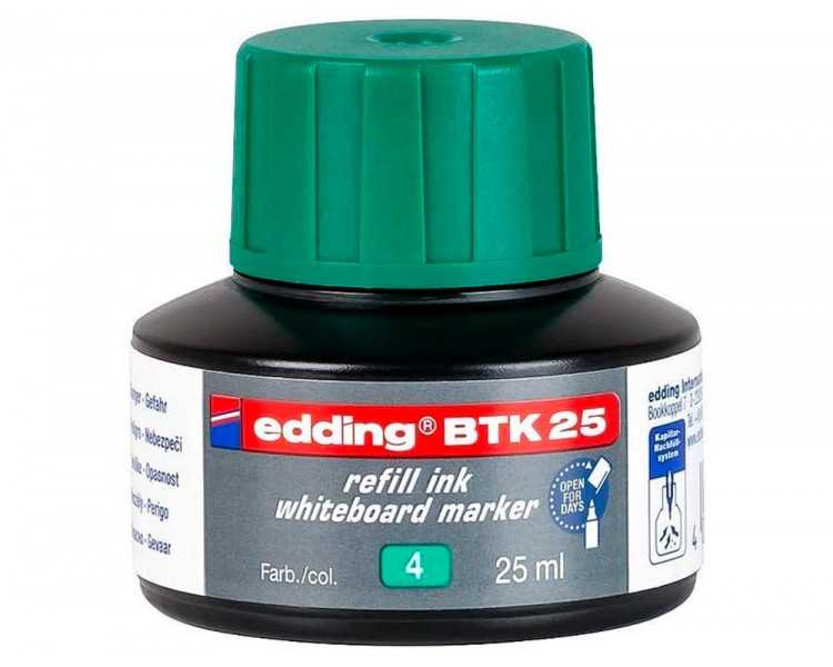 Tinta rotulador edding pizarra blanca btk-25 color verde bote 25 ml