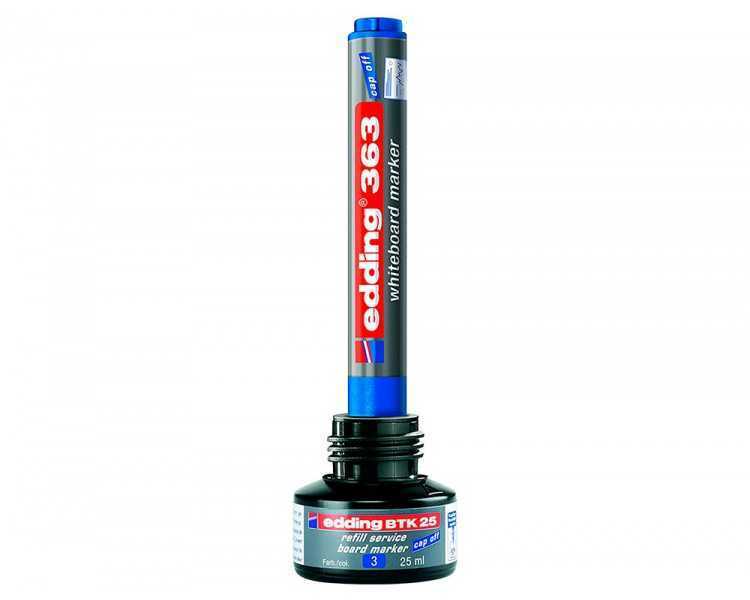 Tinta rotulador edding pizarra blanca btk-25 color azul bote 25 ml