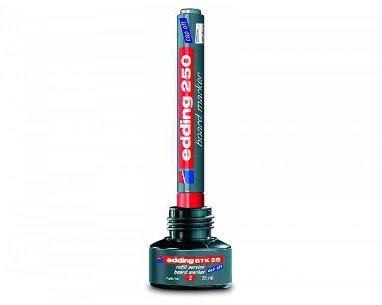 Tinta rotulador edding pizarra blanca btk-25 color rojo bote 25 ml