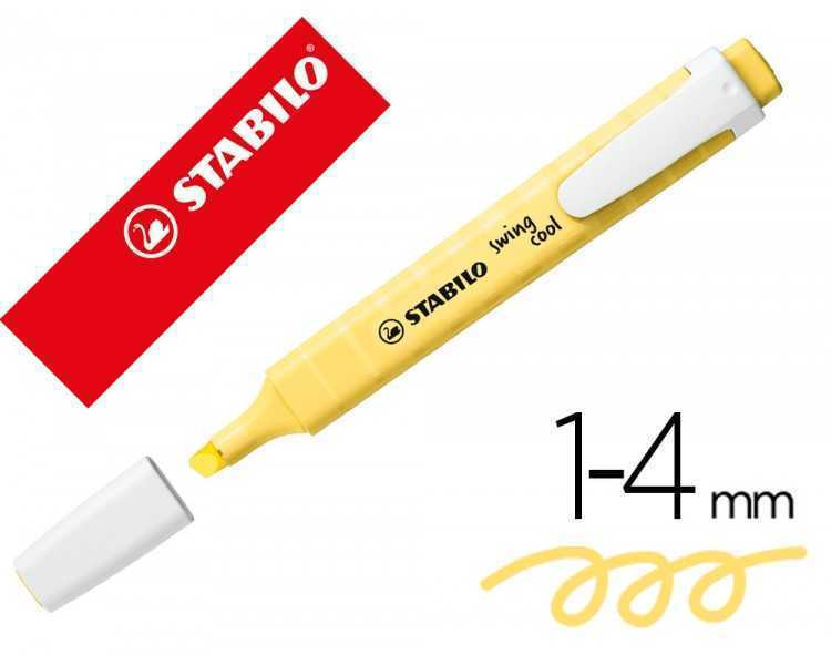 Rotulador stabilo fluorescente fino swing cool pastel amarillo cremoso