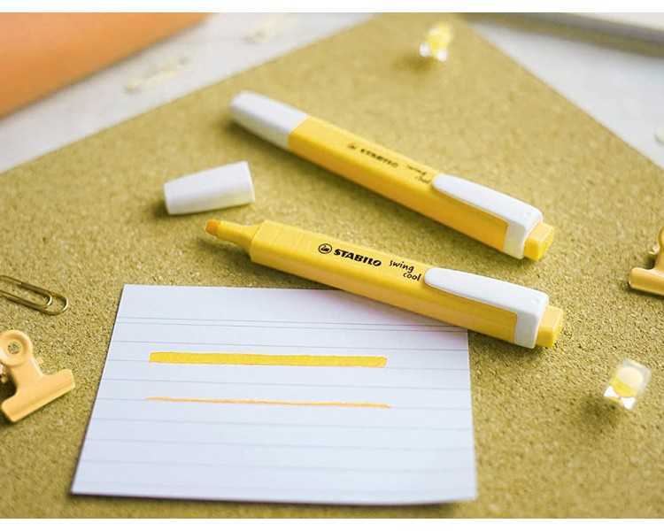 Rotulador stabilo fluorescente fino swing cool pastel amarillo cremoso