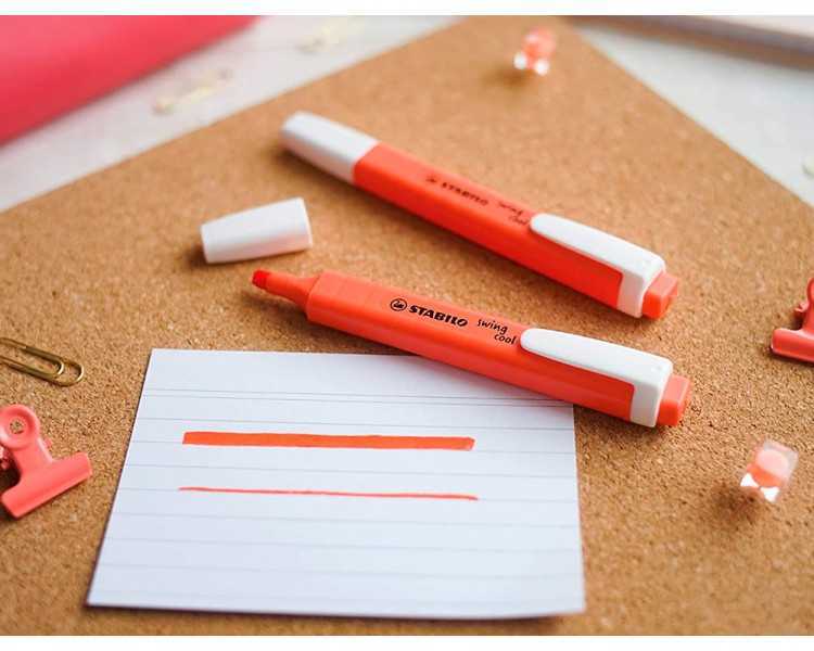 Rotulador stabilo fluorescente fino swing cool pastel coral meloso