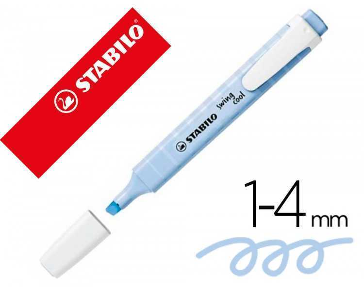 Rotulador stabilo fluorescente fino swing cool pastel azul nublado