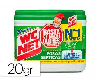 Elimina olores wc net fosas septicas capsula de 18 gr caja de 20 unidades