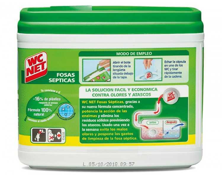 Elimina olores wc net fosas septicas capsula de 18 gr caja de 20 unidades