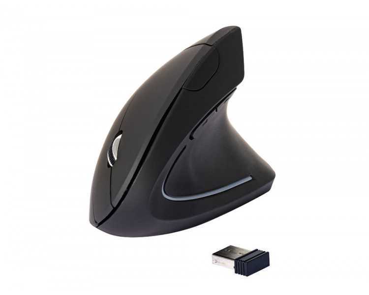 Raton q-connect optico inalambrico ergonomico vertical dpi 800/1200/1600 pilas aaa negro