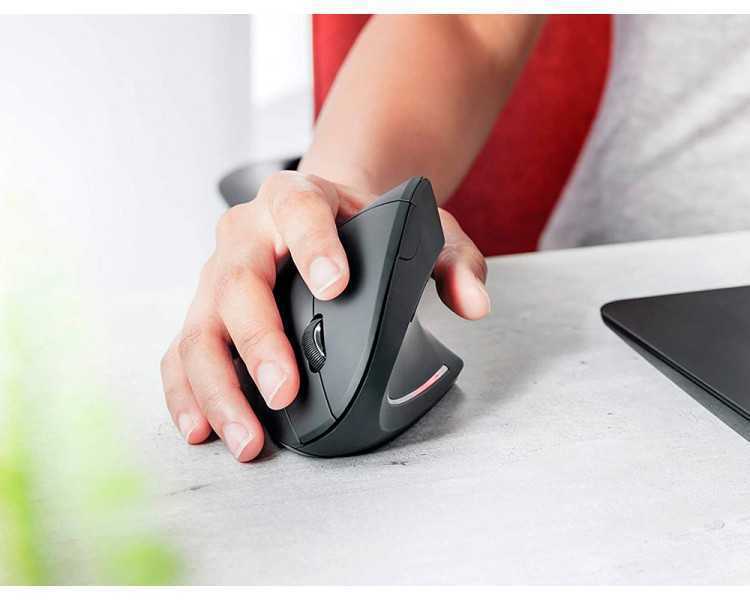 Raton q-connect optico inalambrico ergonomico vertical dpi 800/1200/1600 pilas aaa negro