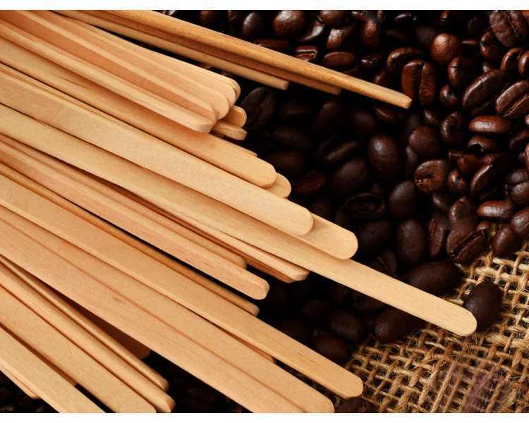 Paletina agitadora de madera 14 cm para el cafe con funda individual bolsa de 1000 unidades