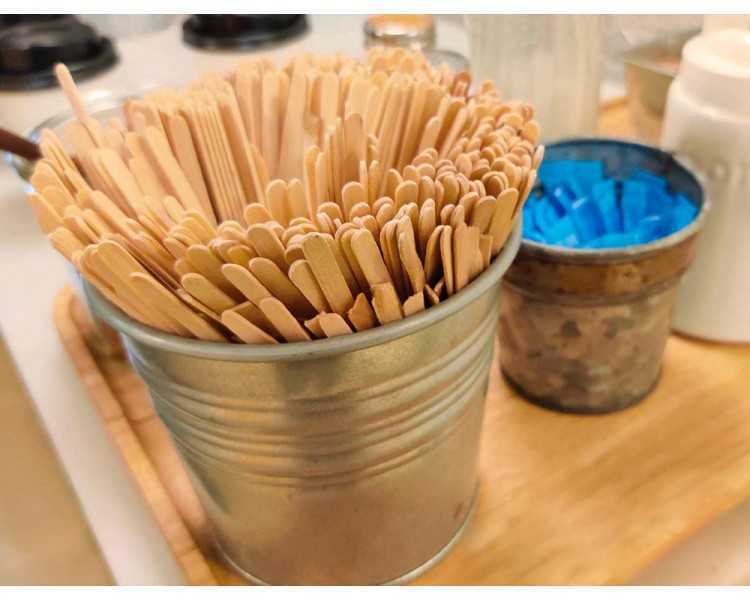 Paletina agitadora de madera 14 cm para el cafe con funda individual bolsa de 1000 unidades