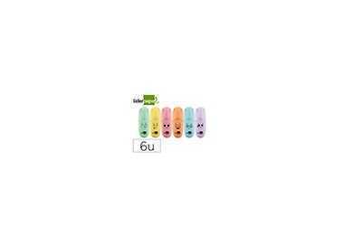 Rotulador liderpapel mini fluorescente pastel punta biselada estuche de 6 unidades colores surtidos Rotulador liderpapel mini fluorescente pastel punta biselada estuche de 6 unidades colores surtidos