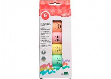Rotulador liderpapel mini fluorescente pastel punta biselada estuche de 6 unidades colores surtidos Rotulador liderpapel mini fluorescente pastel punta biselada estuche de 6 unidades colores surtidos