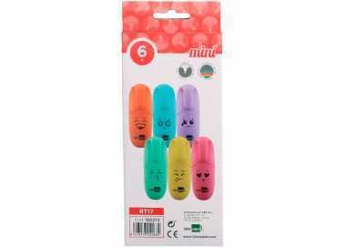 Rotulador liderpapel mini fluorescente pastel punta biselada estuche de 6 unidades colores surtidos Rotulador liderpapel mini fluorescente pastel punta biselada estuche de 6 unidades colores surtidos