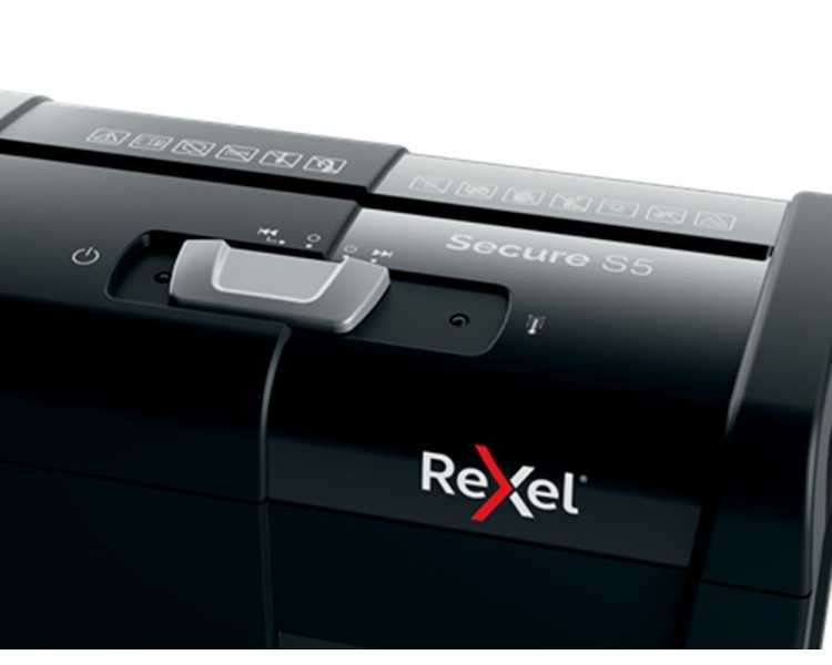 Destructora de documentos rexel secure s5 eu capacidad 5 hojas grapas clips tarjetas y cd papelera 10 l