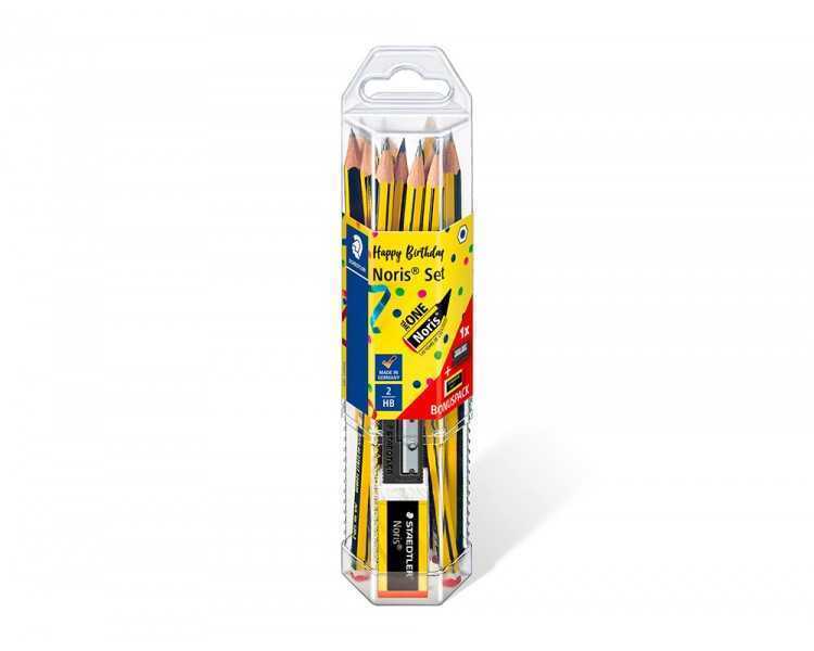 Lapices de grafito staedtler noris n.2 hb blister promocional 120 aniversario de12 uds + afilalapiz + goma