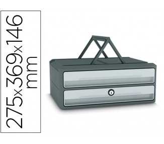 Fichero cajones de sobremesa cep moov up reciclado 80% con cerradura reciclado 80% 2 cajones color gris
