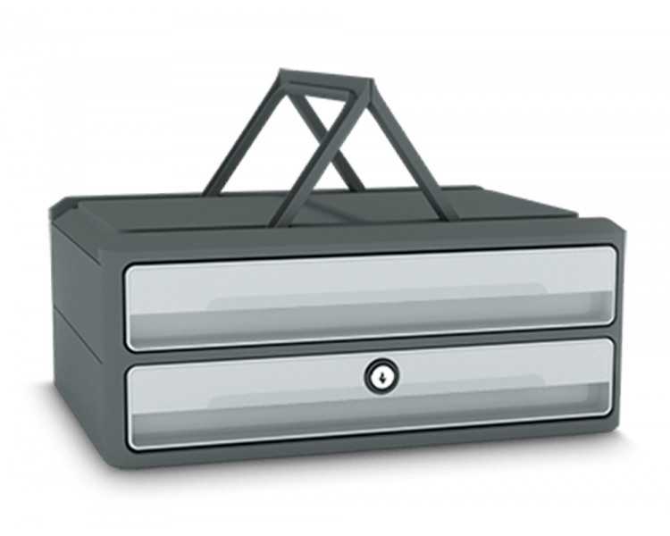 Fichero cajones de sobremesa cep moov up reciclado 80% con cerradura reciclado 80% 2 cajones color gris