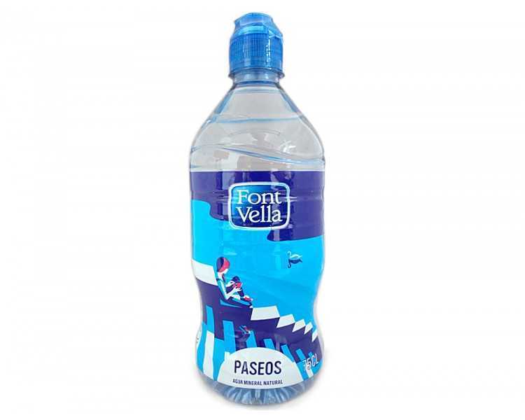 Agua mineral natural font vella botella de 750 ml
