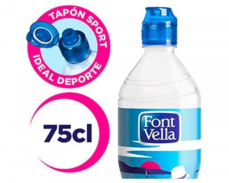Agua mineral natural font vella botella de 750 ml
