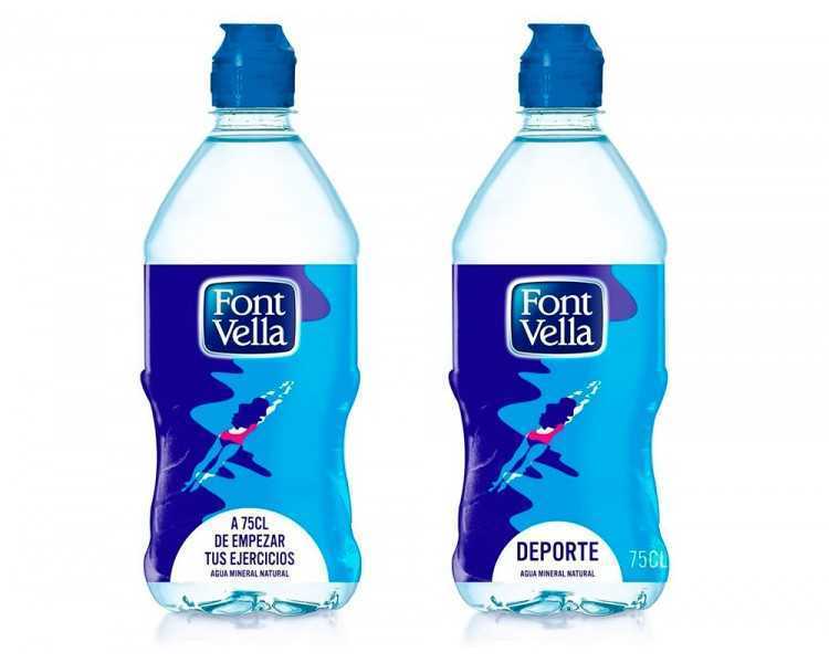 Agua mineral natural font vella botella de 750 ml