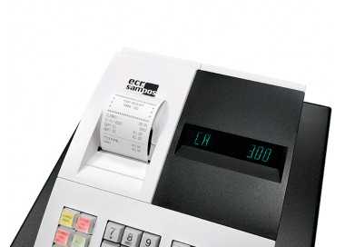 Registradora ecr sampos er-057 s blanca 14 departamentos display vfd antireflejos conforme