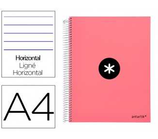 Cuaderno espiral a4 micro antartik tapa forrada 120h 90 gr horizontal 5 bandas 4 taladros color coral