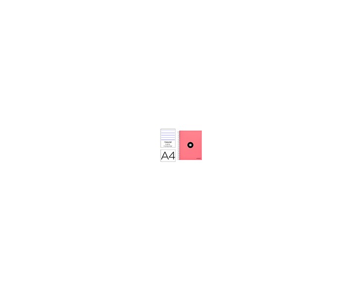 Cuaderno espiral a4 micro antartik tapa forrada 120h 90 gr horizontal 5 bandas 4 taladros color coral
