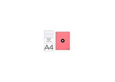 Cuaderno espiral a4 micro antartik tapa forrada 120h 90 gr horizontal 5 bandas 4 taladros color coral