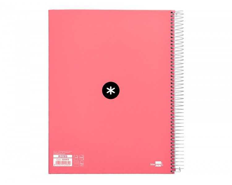 Cuaderno espiral a4 micro antartik tapa forrada 120h 90 gr horizontal 5 bandas 4 taladros color coral