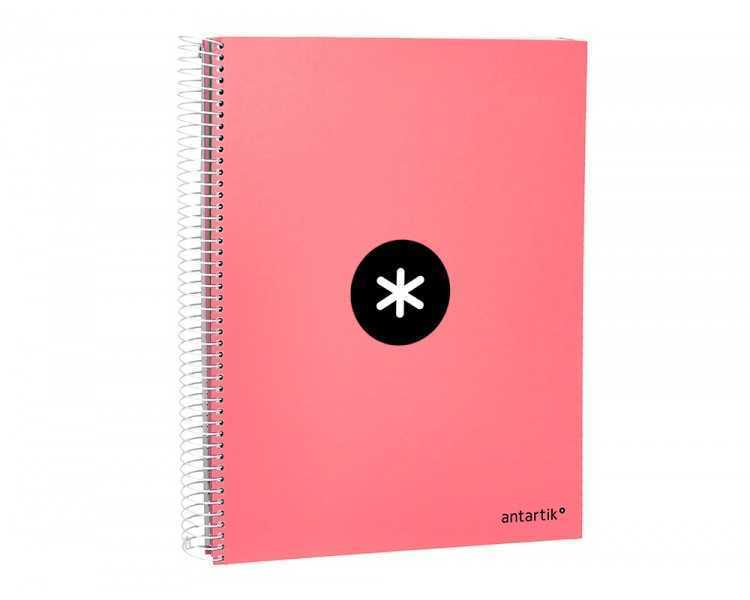 Cuaderno espiral a4 micro antartik tapa forrada 120h 90 gr horizontal 5 bandas 4 taladros color coral