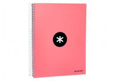 Cuaderno espiral a4 micro antartik tapa forrada 120h 90 gr horizontal 5 bandas 4 taladros color coral
